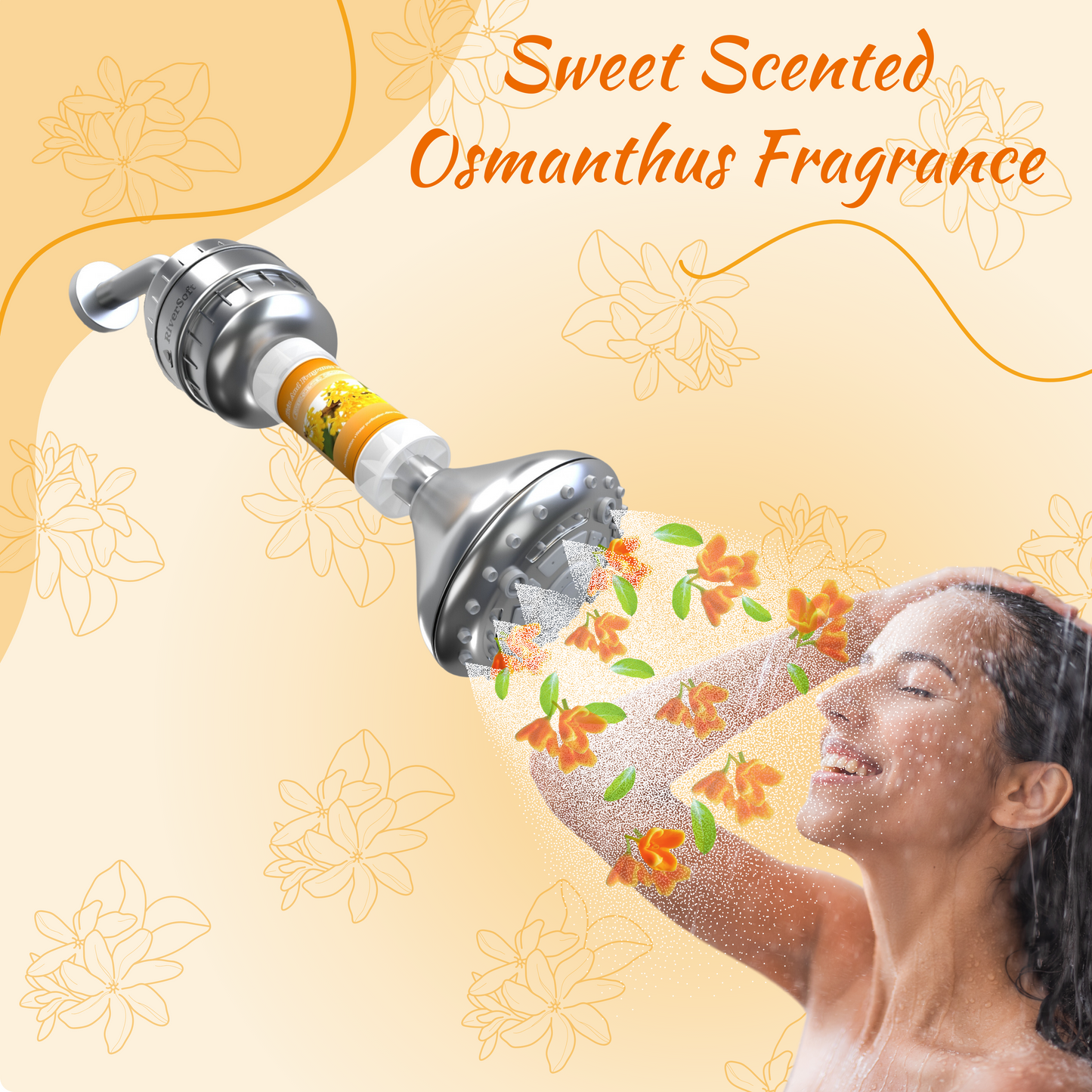 Fragrance Shower filter for hard water and chlorine with Skin and Fragrance filter | Sweet-Scented Osmanthus Fragrance | Removes odor