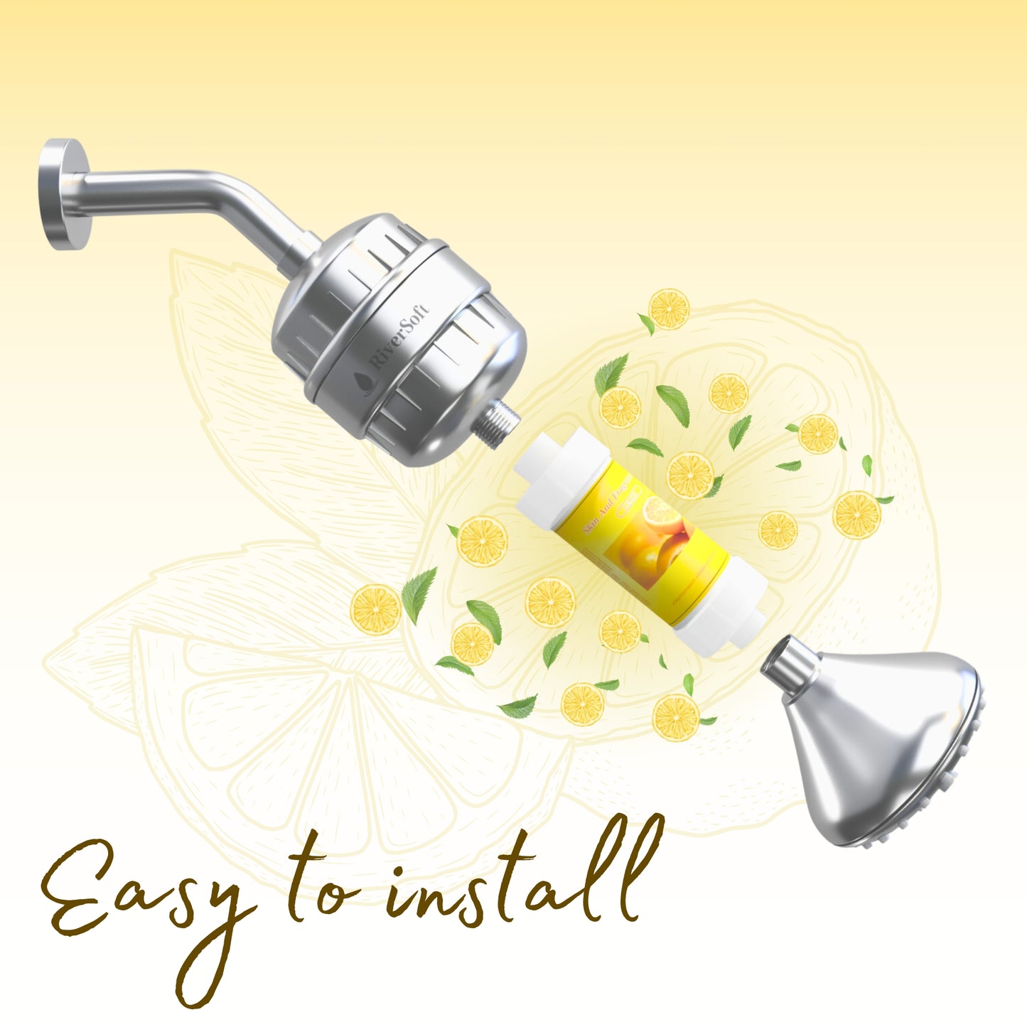 Fragrance Shower filter for hard water and chlorine with Skin and Fragrance filter | Lemon Fragrance | Removes odor