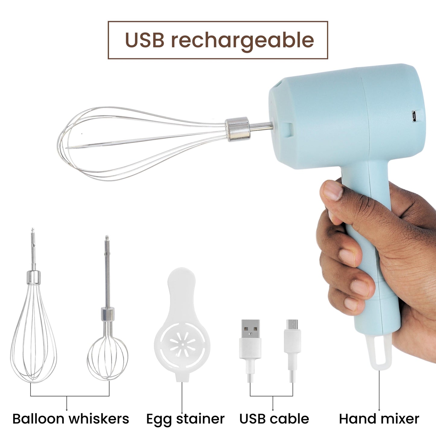 HBL-B Hand Blender Wireless for Cake Making & Whipping Cream with 3 Speed Control