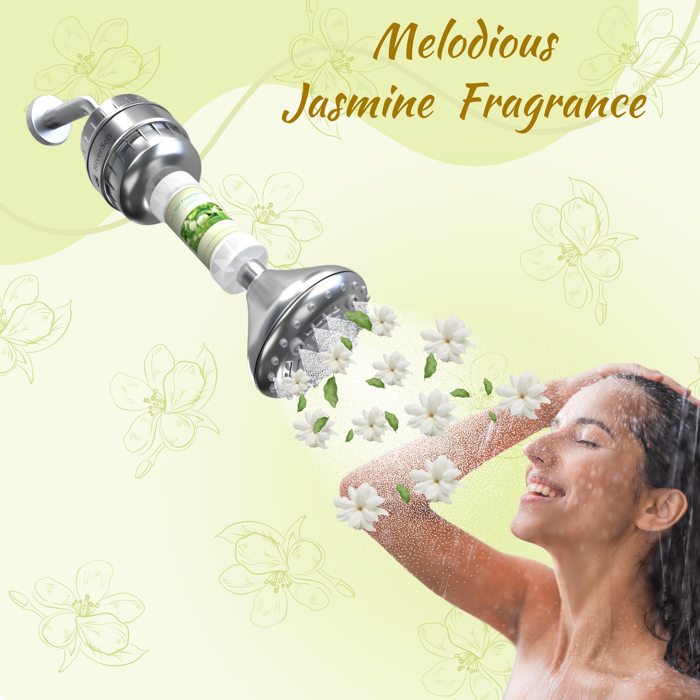 Jasmine shower filter for hard water and chlorine | (Jasmine Fragrance)