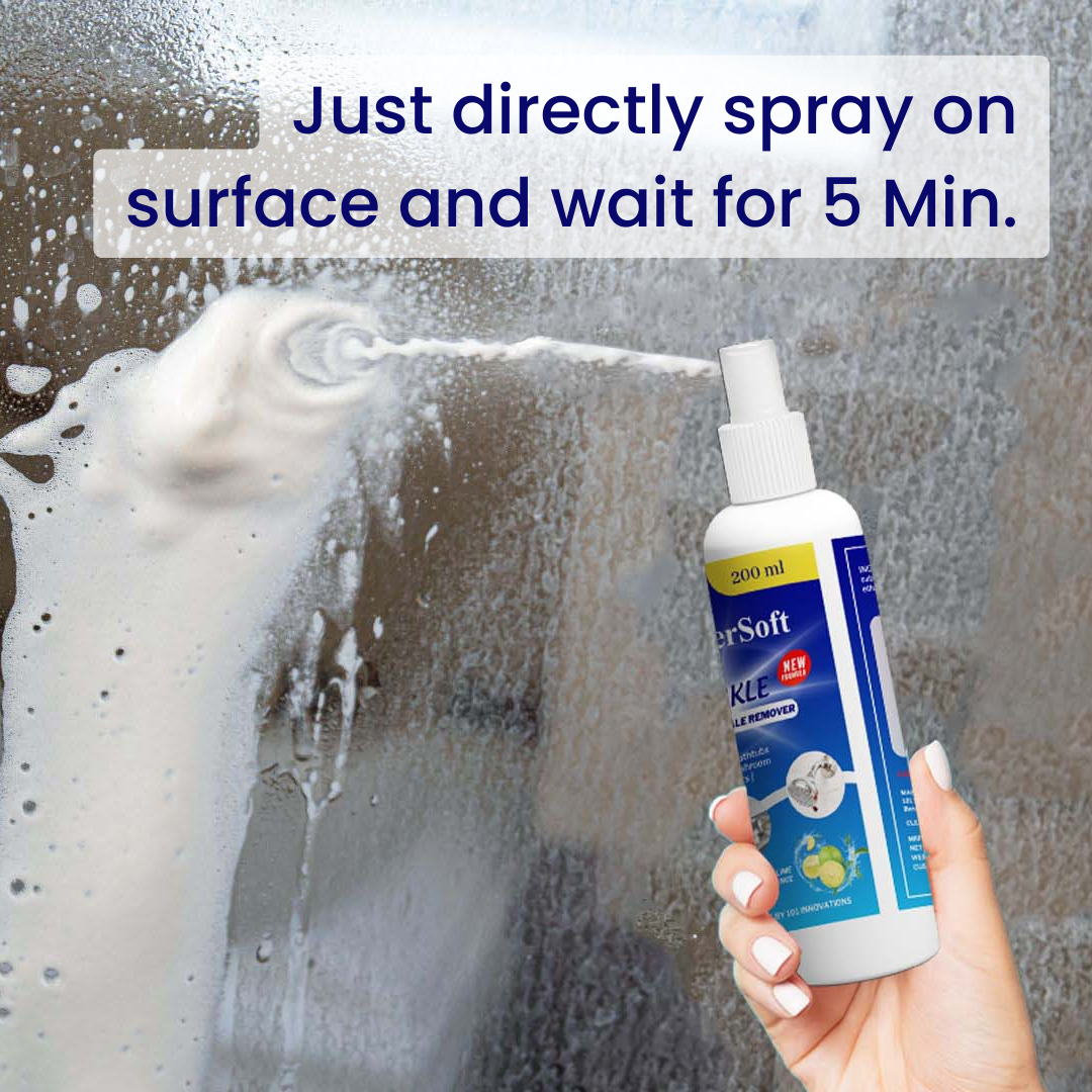 RiverSoft Sparkle Hardwater Scale Remover Liquid Spray for Faucets | Glass widows | Tiles | Showers | Bathroom Fixtures (200ML,Pack of 2)