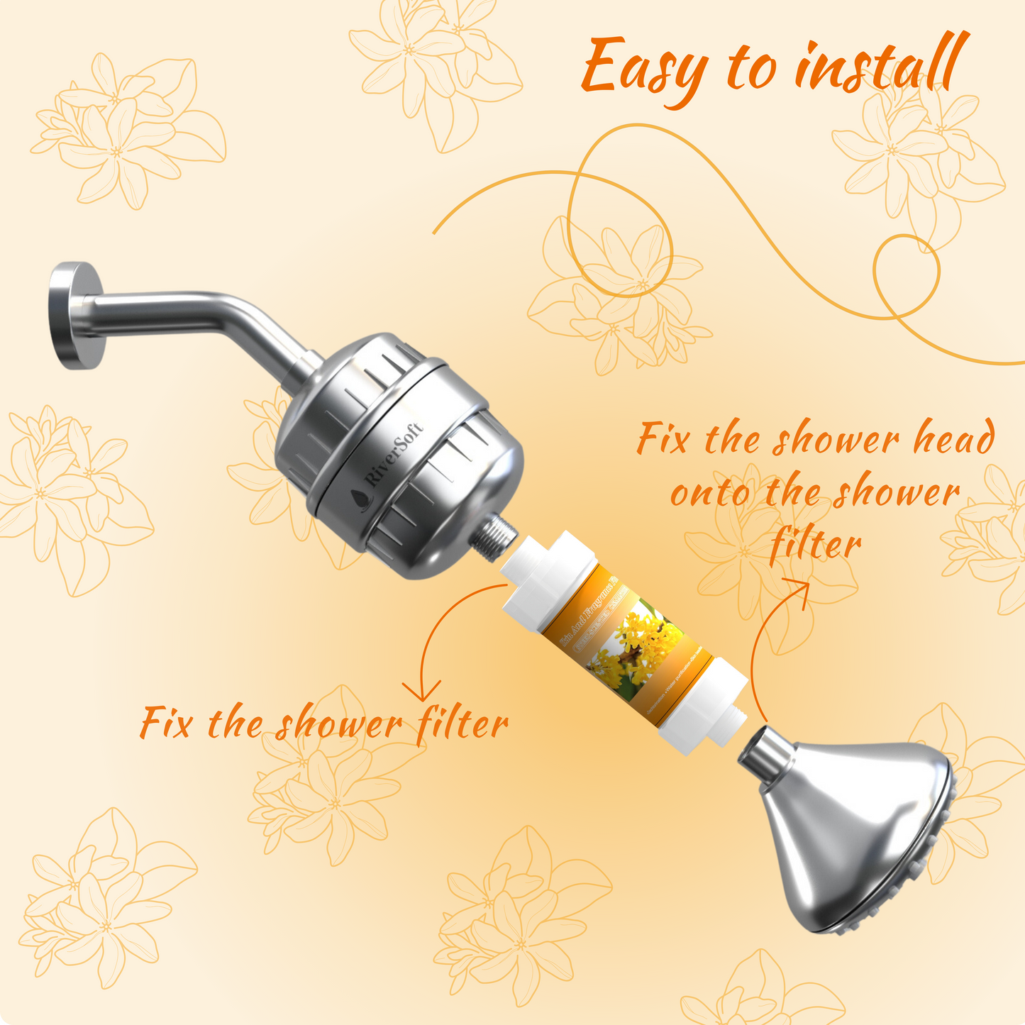 Fragrance Shower filter for hard water and chlorine with Skin and Fragrance filter | Sweet-Scented Osmanthus Fragrance | Removes odor