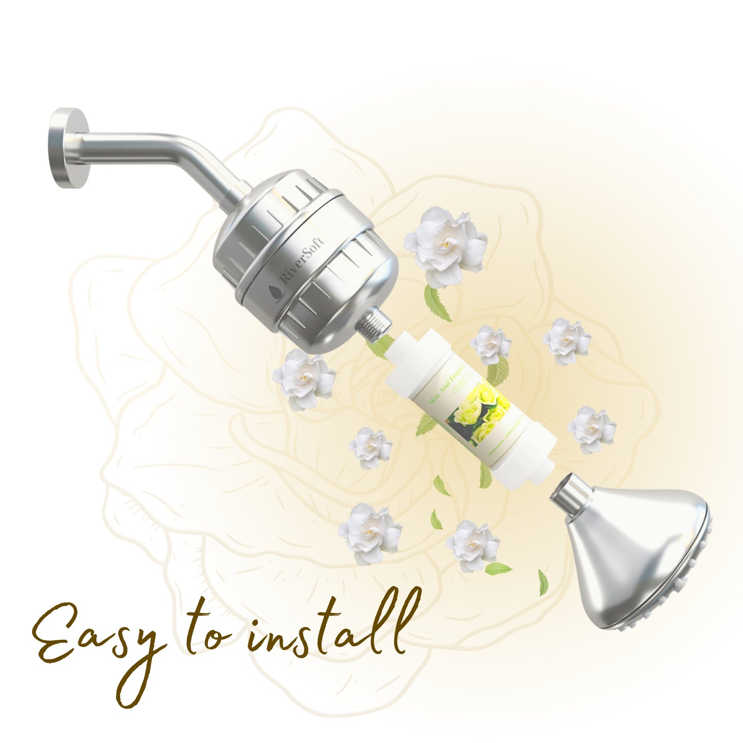 Fragrance Shower filter for hard water and chlorine with Skin and Fragrance filter | Gardenia Fragrance | Removes odor