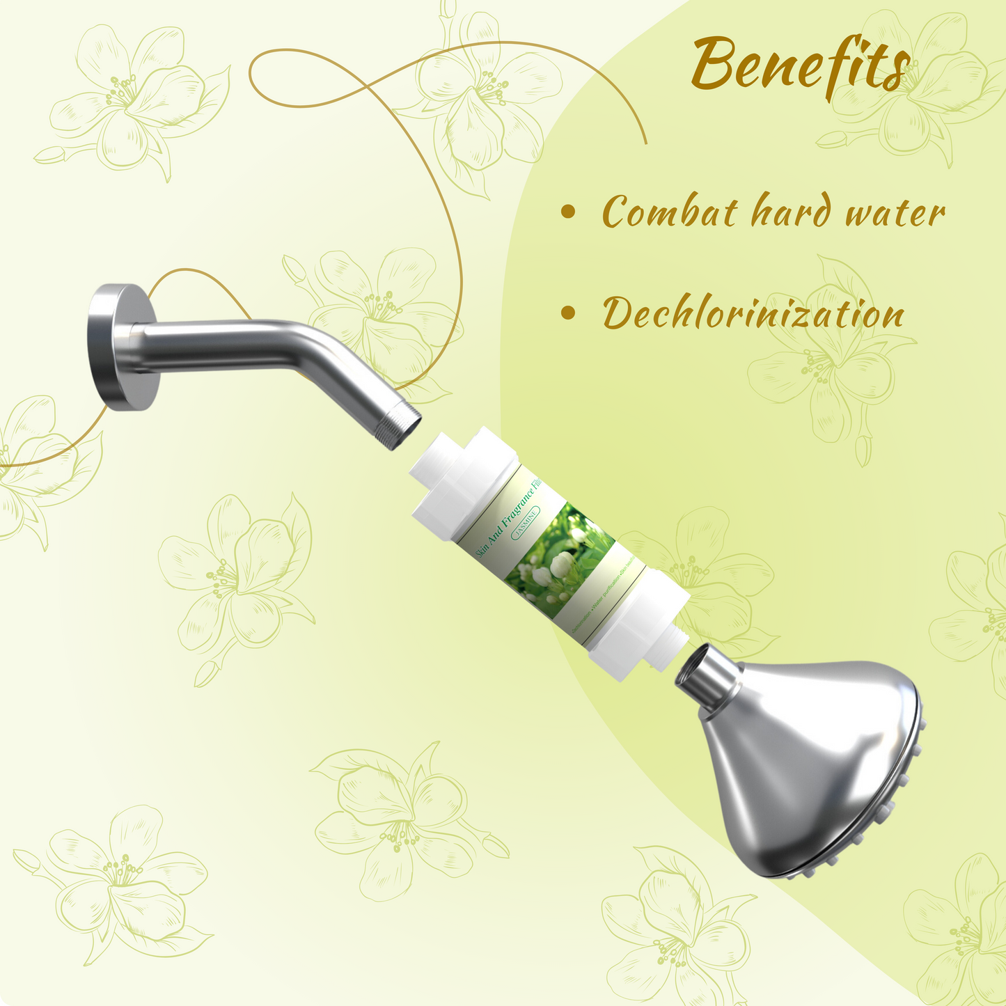 Jasmine shower filter for hard water and chlorine | (Jasmine Fragrance)