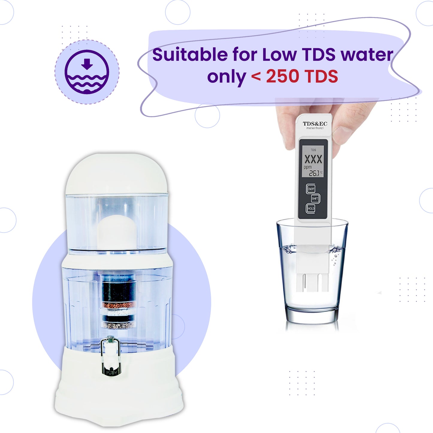 PS-MWP-16 PureStream Mineral Water Filter 5 Stages | Ceramic and Mineral Balls | Non-Electric and Chemical Free | Counter Top (Transparent, 16L, ABS, Pack of 1)