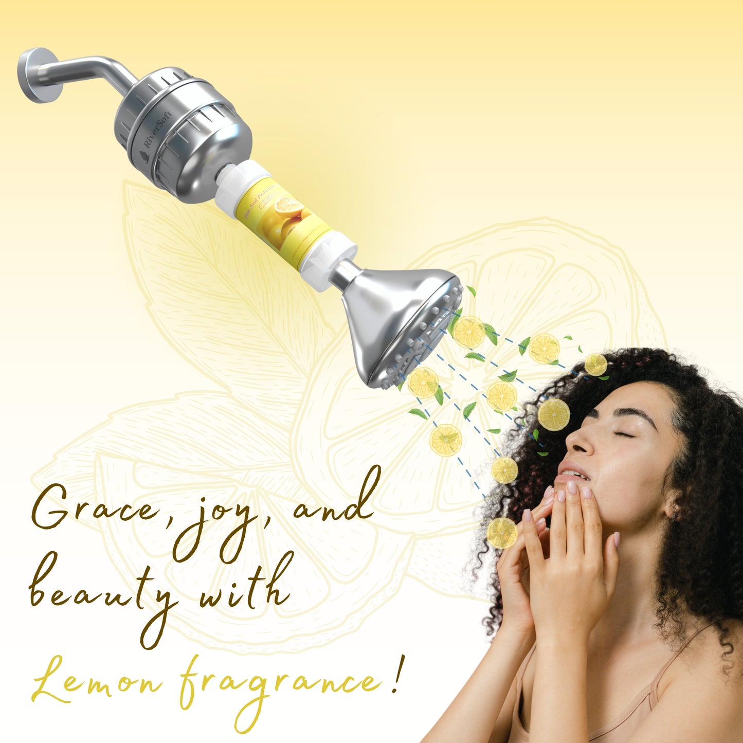 Fragrance Shower filter for hard water and chlorine with Skin and Fragrance filter | Lemon Fragrance | Removes odor