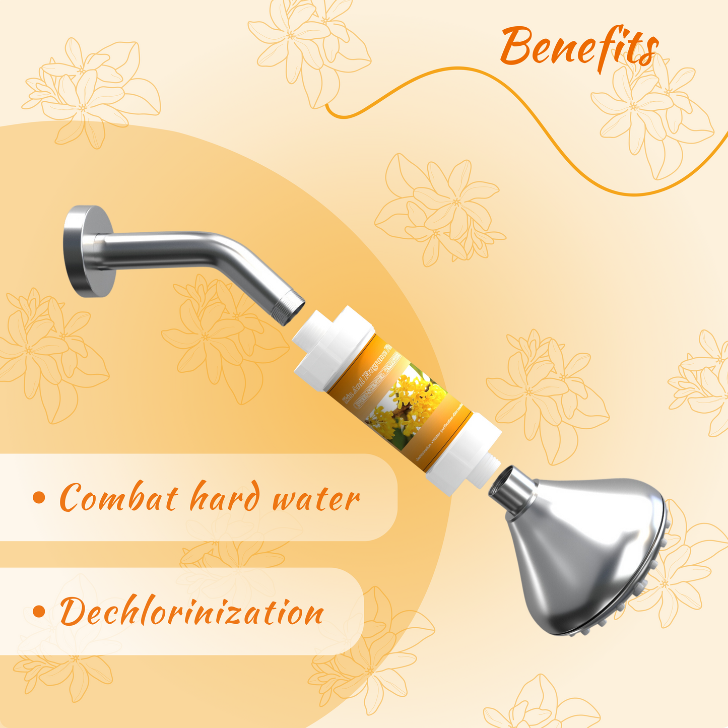 Fragrance Shower filter for hard water and chlorine with Skin and Fragrance filter | Sweet-Scented Osmanthus Fragrance | Removes odor