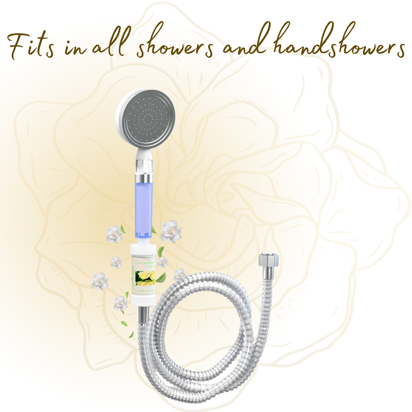 Fragrance Shower filter for hard water and chlorine with Skin and Fragrance filter | Gardenia Fragrance | Removes odor