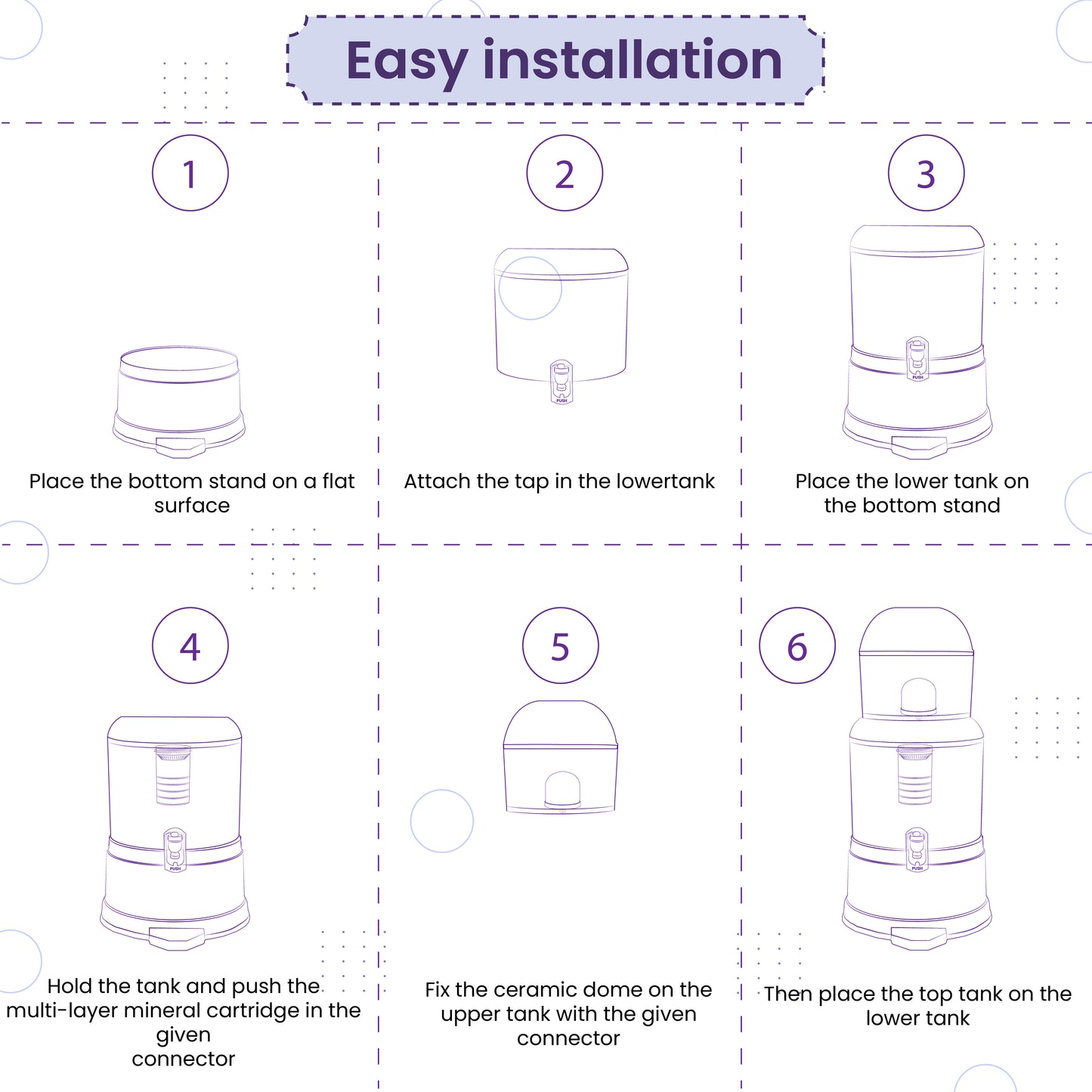 PS-MWP-16 PureStream Mineral Water Filter 5 Stages | Ceramic and Mineral Balls | Non-Electric and Chemical Free | Counter Top (Transparent, 16L, ABS, Pack of 1)