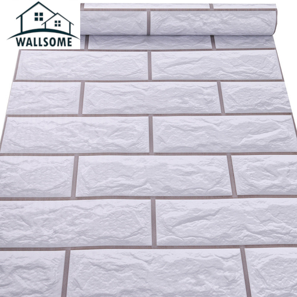 Wallsome WB-500 White Brick Self Adhesive Wallpaper for Wall Decor (45 x 500 cm)