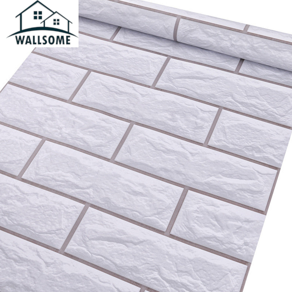 Wallsome WB-500 White Brick Self Adhesive Wallpaper for Wall Decor (45 x 500 cm)