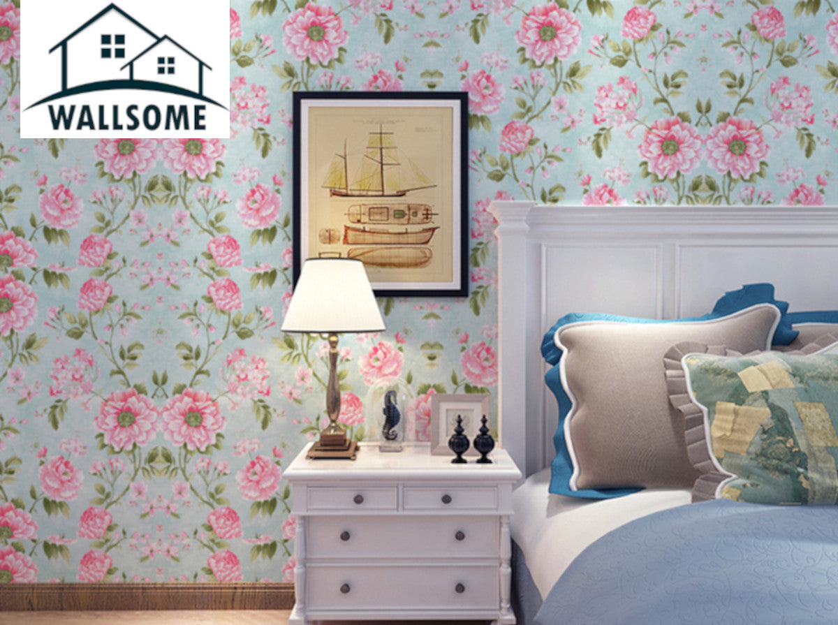 Wallsome HB-500 Hibiscus Bloom Self Adhesive Wallpaper for Living Room | Kitchen | Bedroom (45 x 500 cm)