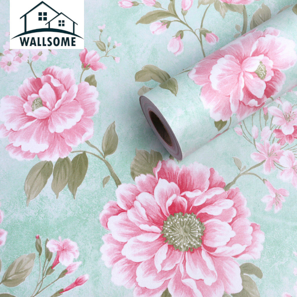 Wallsome HB-500 Hibiscus Bloom Self Adhesive Wallpaper for Living Room | Kitchen | Bedroom (45 x 500 cm)