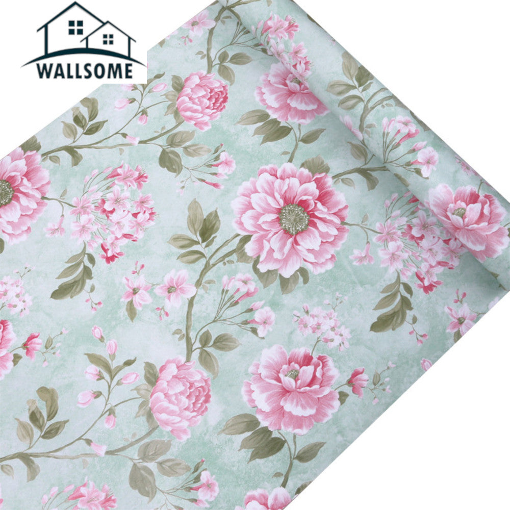 Wallsome HB-500 Hibiscus Bloom Self Adhesive Wallpaper for Living Room | Kitchen | Bedroom (45 x 500 cm)