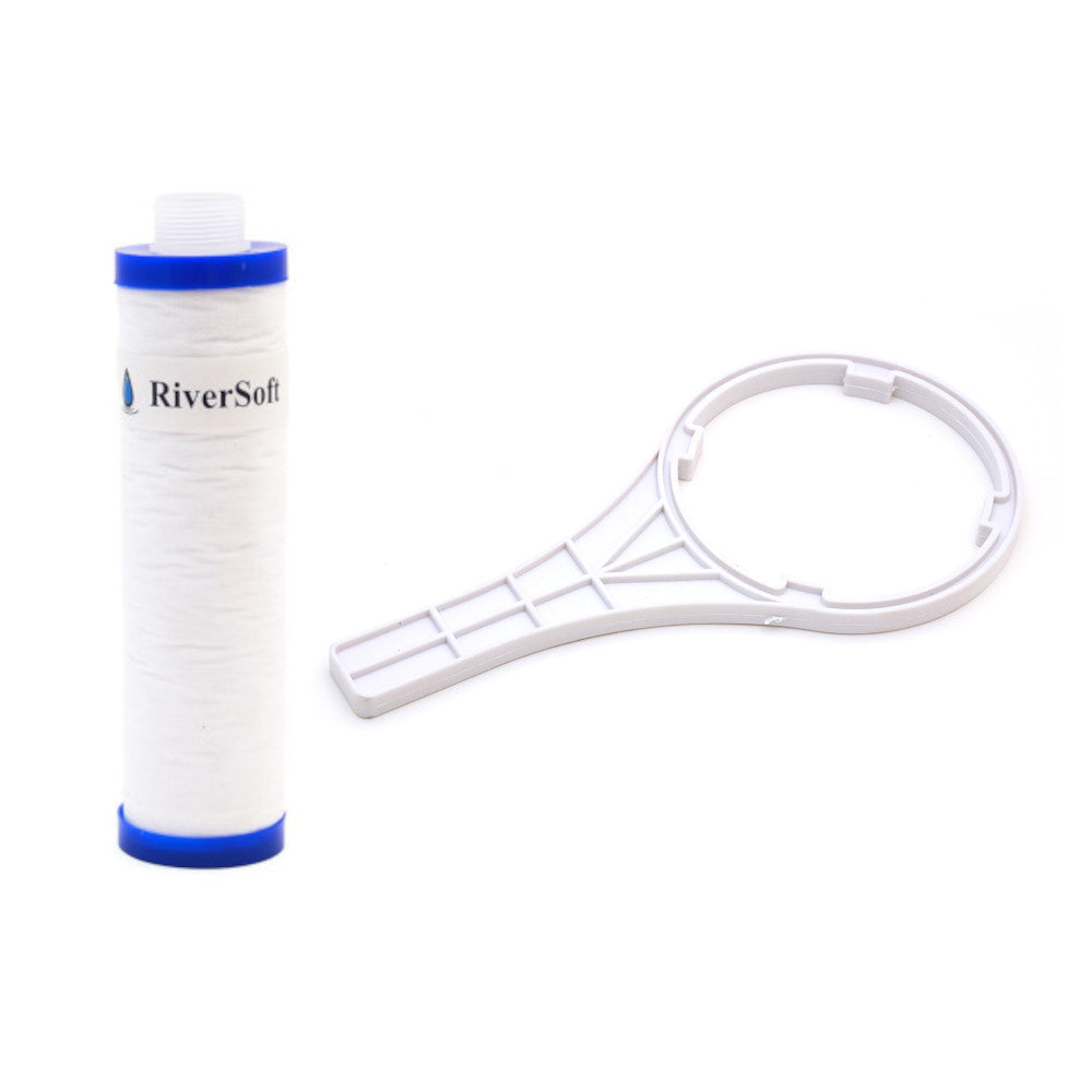 RiverSoft MLT-10-W RO prefilter MLT spun cartridge with wrench key (Polypropylene yarn wound, white, 9 inch)