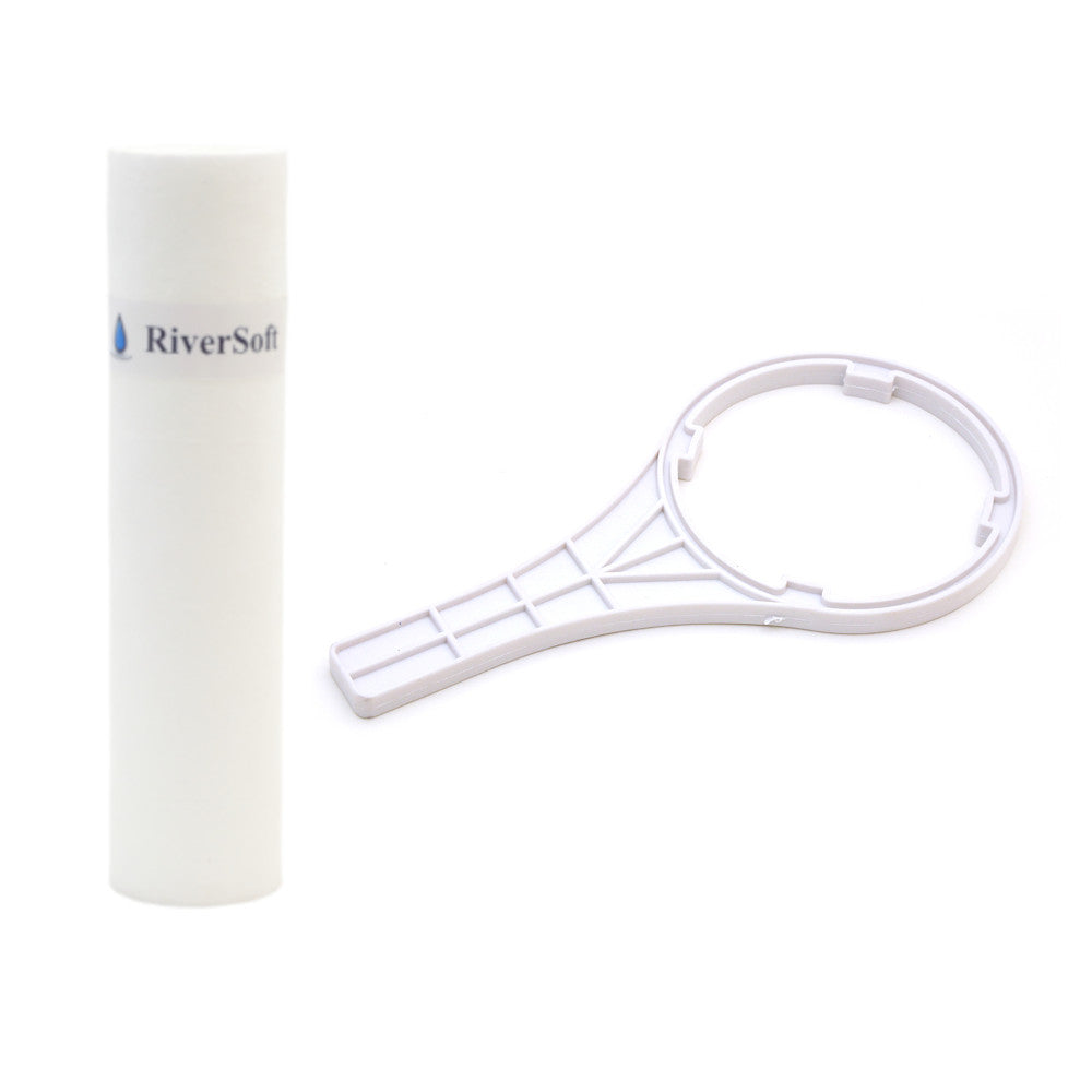 RiverSoft SP-10-W RO prefilter spun cartridge with wrench key (PP, white, 10 inch)