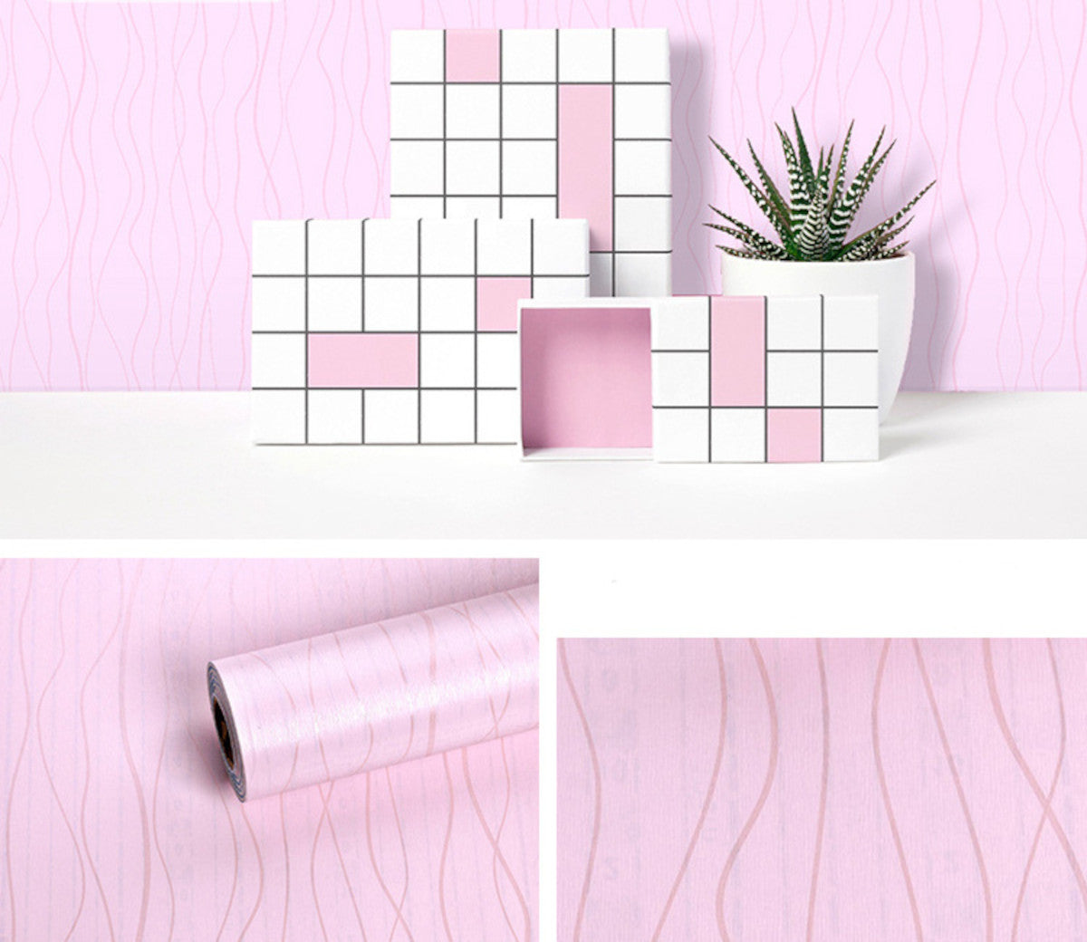 Wallsome WPB-500 Wavy Pink Blush Self Adhesive Wallpaper for Living Room | Dining Room | Bedroom (45 x 500 cm)