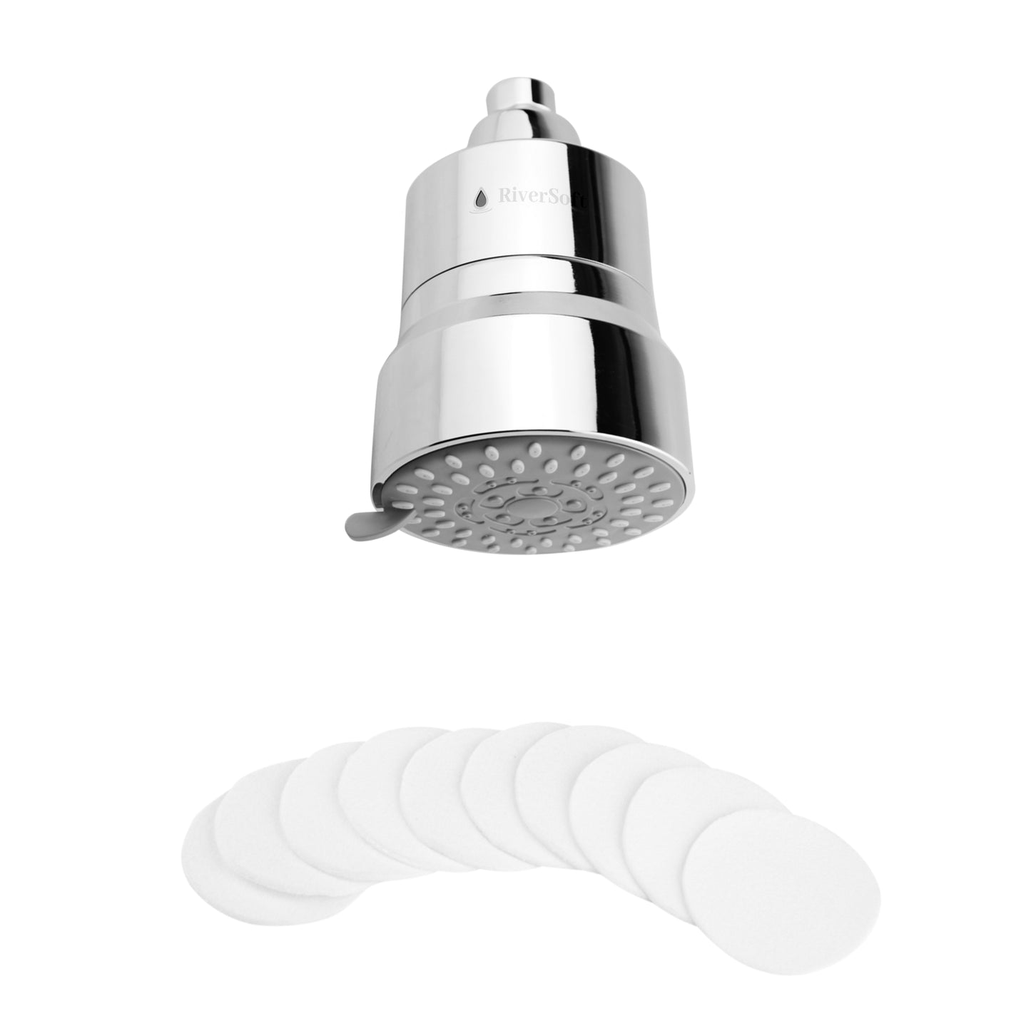 RiverSoft DIVA-03 Showerhead Filter with Sediment Pads| 3 Mode Spray Setting | Water Softener for Bathroom | High Sediment Water and Iron Filter (Chrome, Pack of 1)