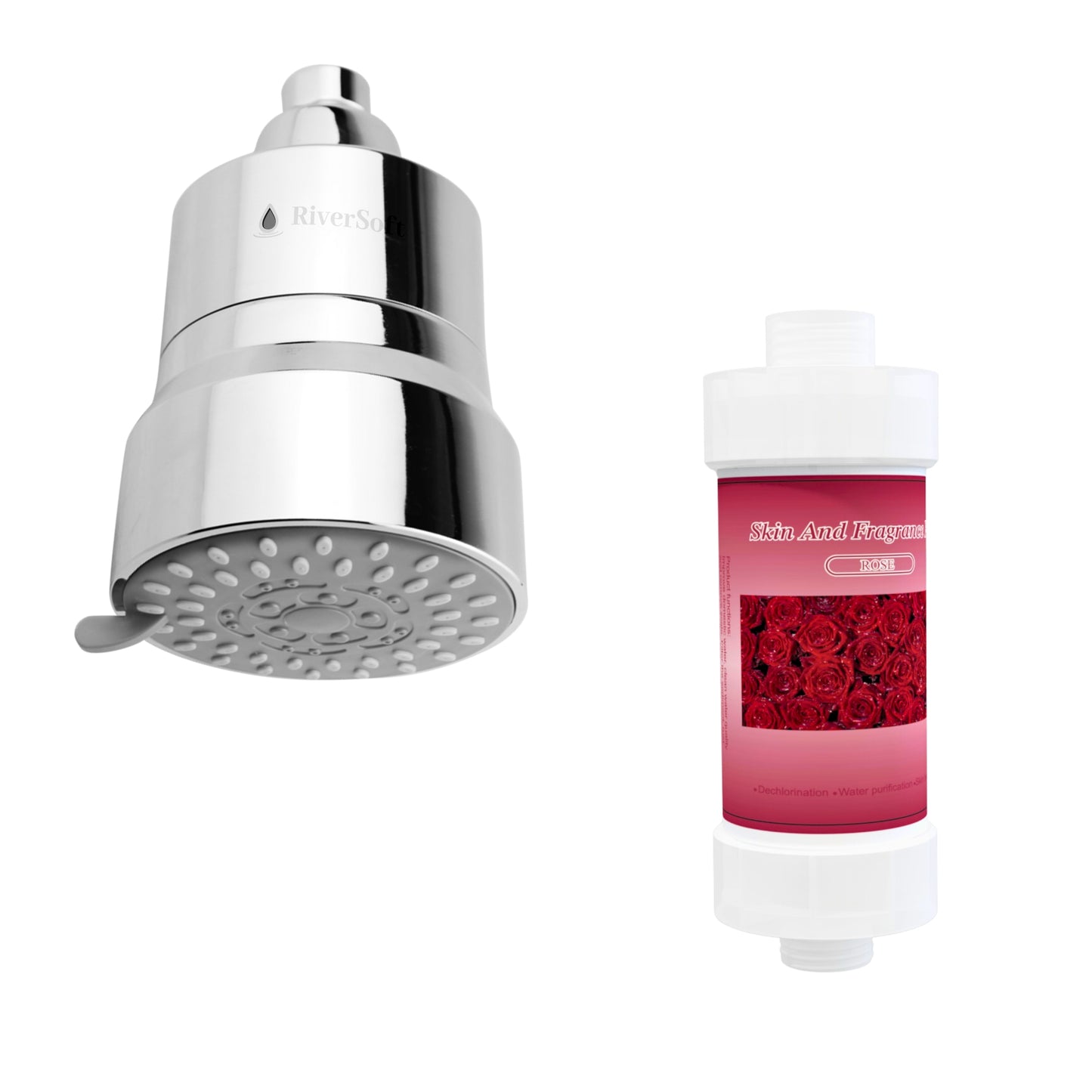 RiverSoft combo pack DIVA-03 Shower Filter with Rose Fragrance Filter| 3 Mode Spray Setting | Water Softener for Bathroom | Hard Water Filter (Chrome, Pack of 1)