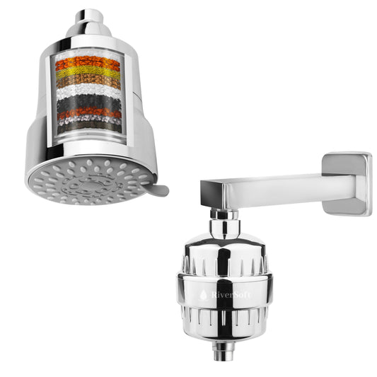 DIVA-03 shower filter for hard water with 15 stages with SF-15 tap filter Combo | 3 Mode Spray Setting | Water Softener for Bathroom | Hard Water Filter (Chrome, Pack of 1)