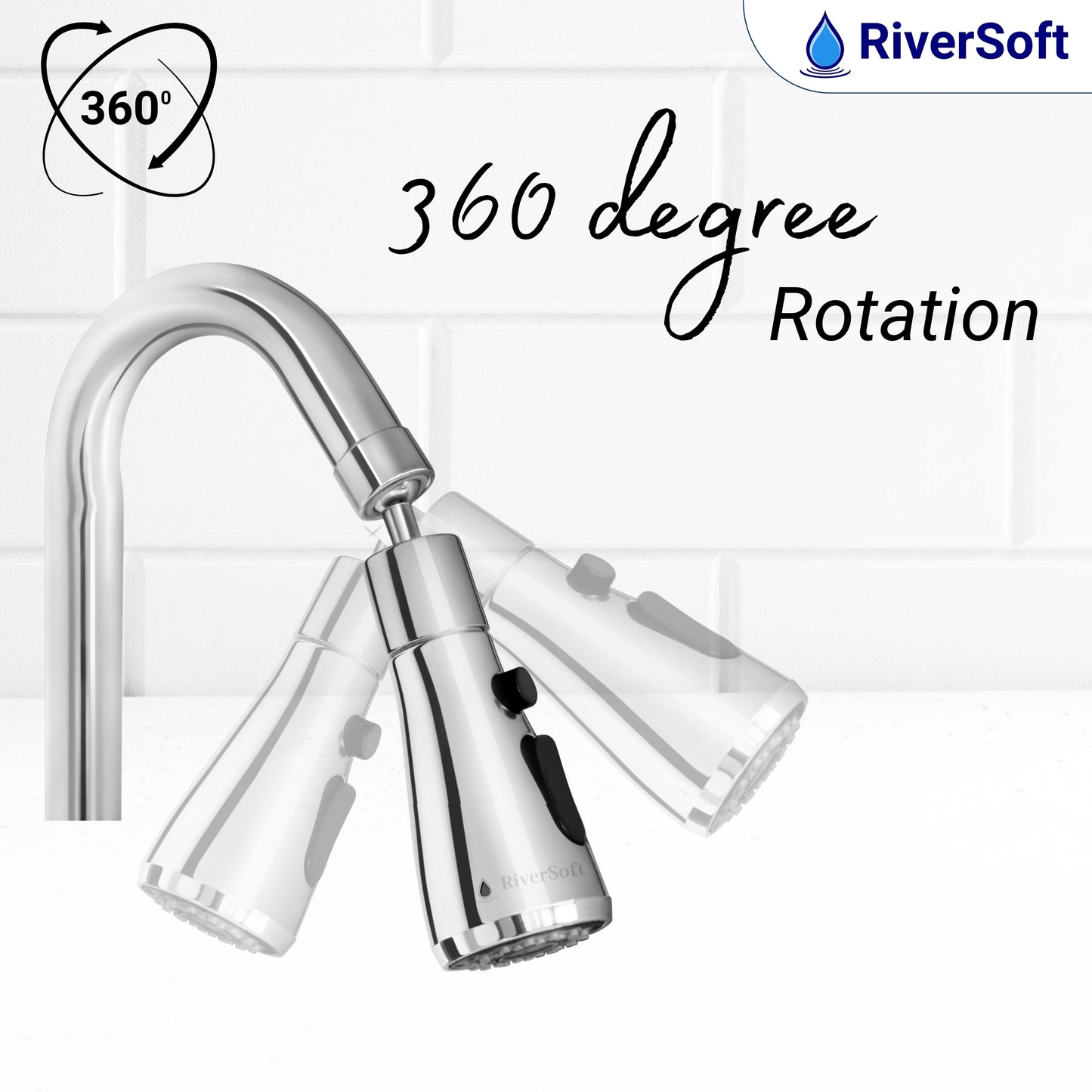 RiverSoft TAR-03 Tap Extender for Kitchen Sink and with SF-15 Shower and Tap Filter| 360 Degree Rotation | Water Saving Nozzle | 2 Flow Mode