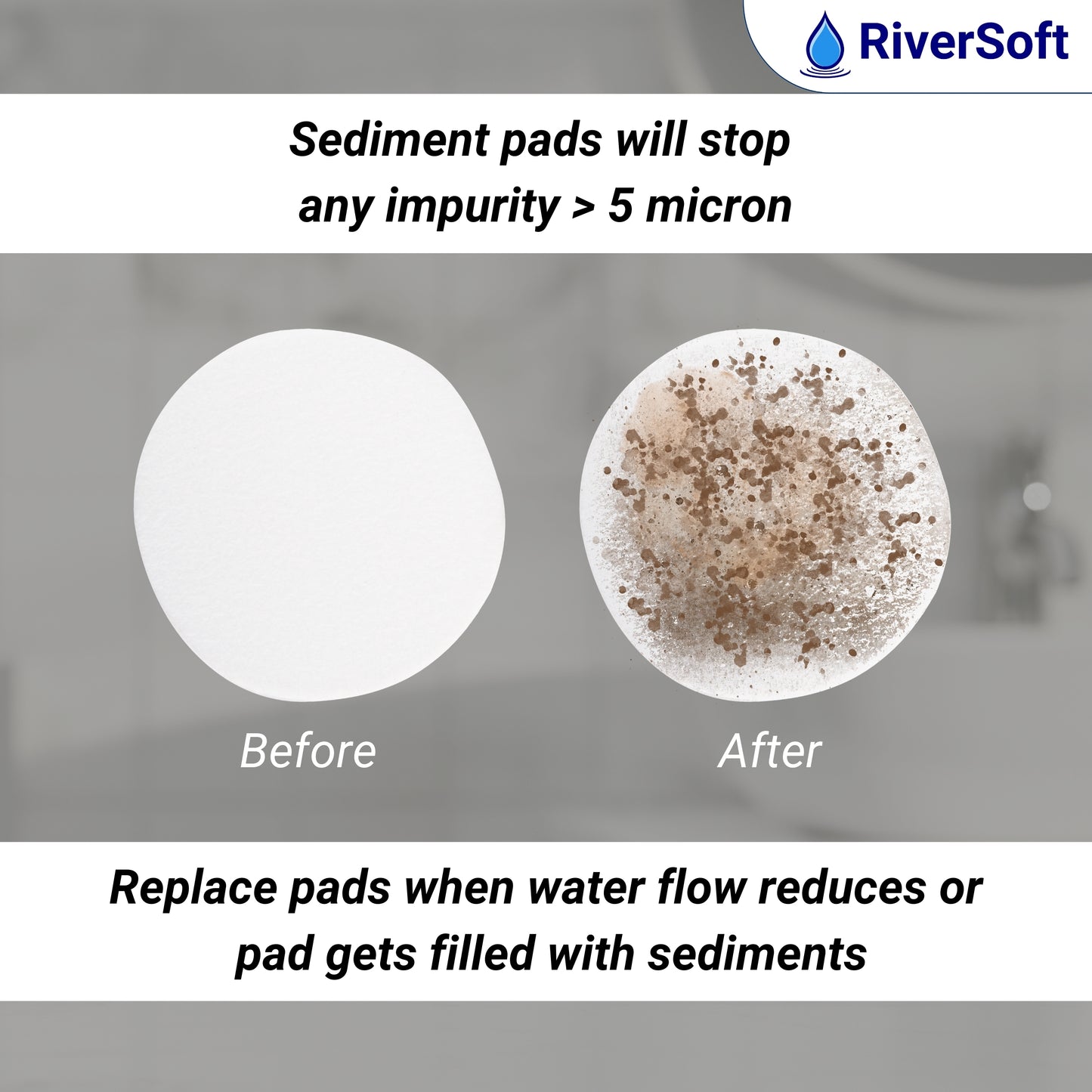 RiverSoft DIVA-03 Showerhead Filter with Sediment Pads| 3 Mode Spray Setting | Water Softener for Bathroom | High Sediment Water and Iron Filter (Chrome, Pack of 1)