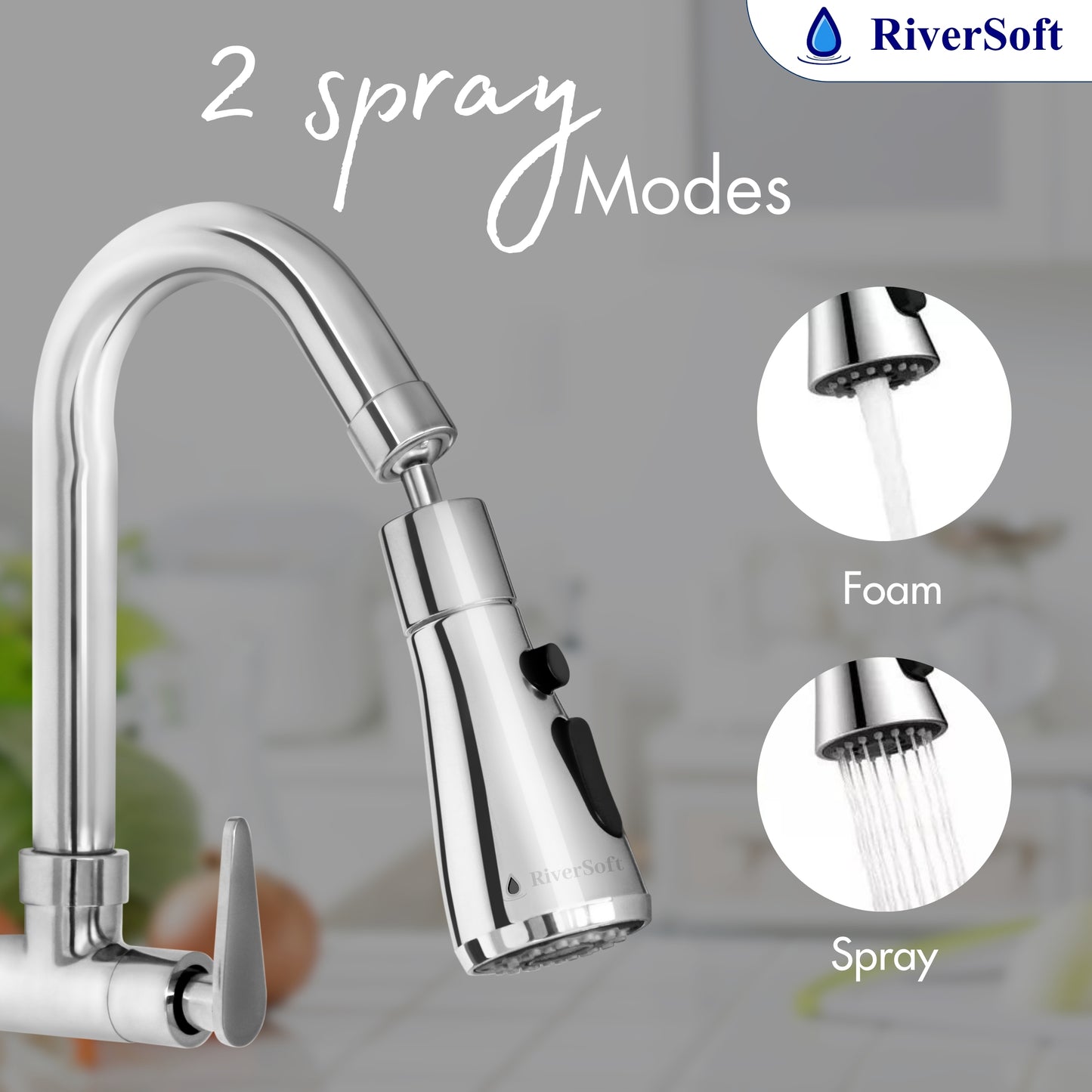 Tap Extender for Kitchen Sink | 360 Degree Rotation | Water Saving Nozzle | 2 Mode Flow