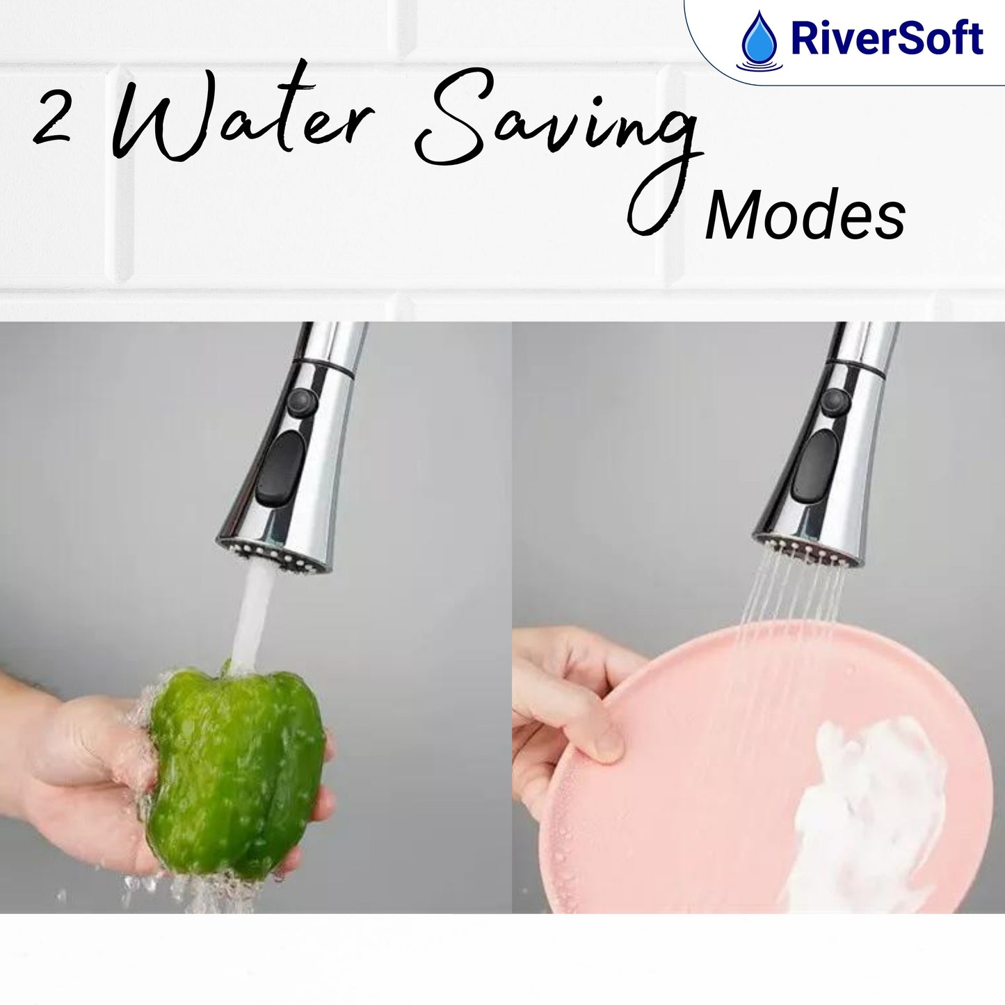 RiverSoft TAR-03 Tap Extender for Kitchen Sink and with SF-15 Shower and Tap Filter| 360 Degree Rotation | Water Saving Nozzle | 2 Flow Mode