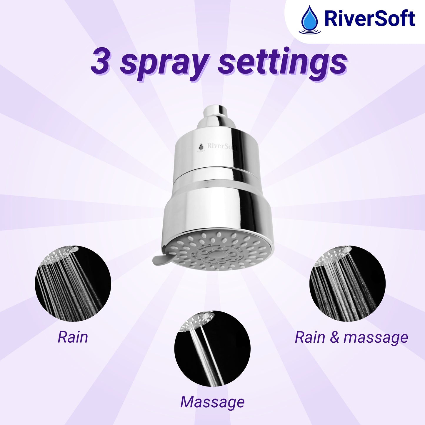 Combo pack DIVA-03 Diva-03 Shower Filter with Lavender Fragrance Filter| 3 Mode Spray Setting | Water Softener for Bathroom | Hard Water Filter (Chrome, Pack of 1)