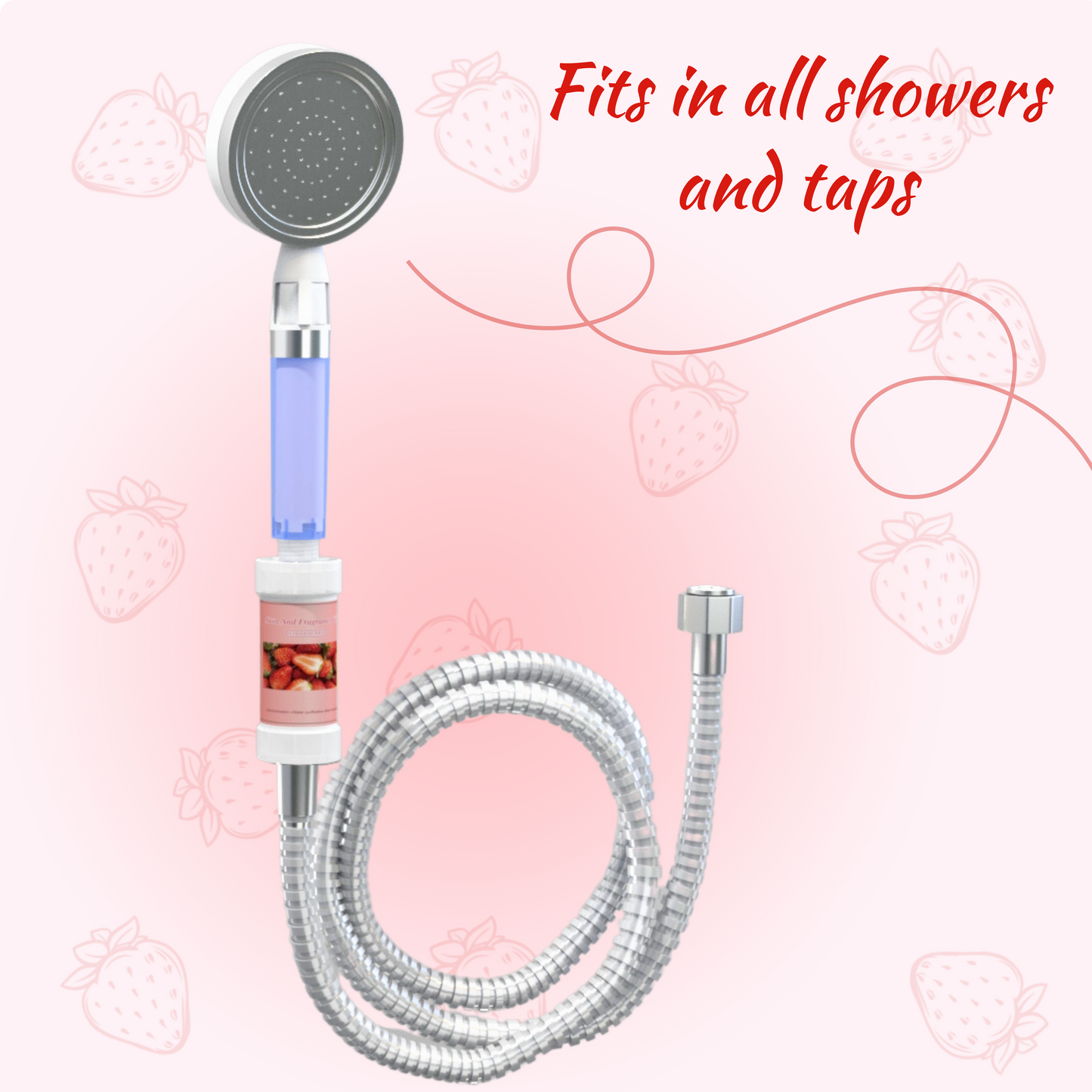 Fragrance Shower filter for hard water and chlorine with Skin and Fragrance filter | Strawberry Fragrance | Removes odor