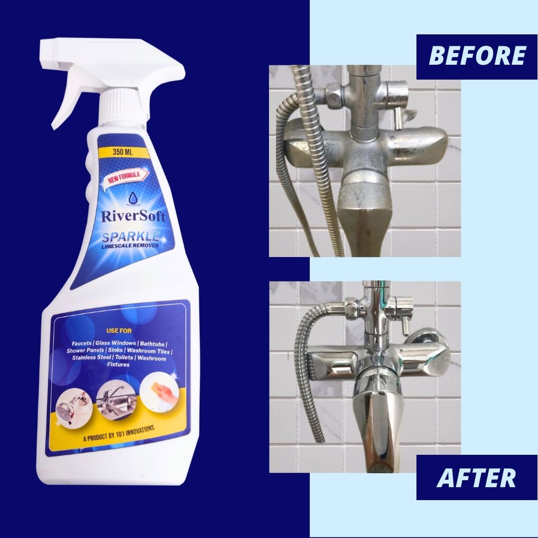 Sparkle Hardwater Scale Remover Liquid Spray for Faucets  | Glass widows | Tiles | Showers | Bathroom Fixtures (350ML)