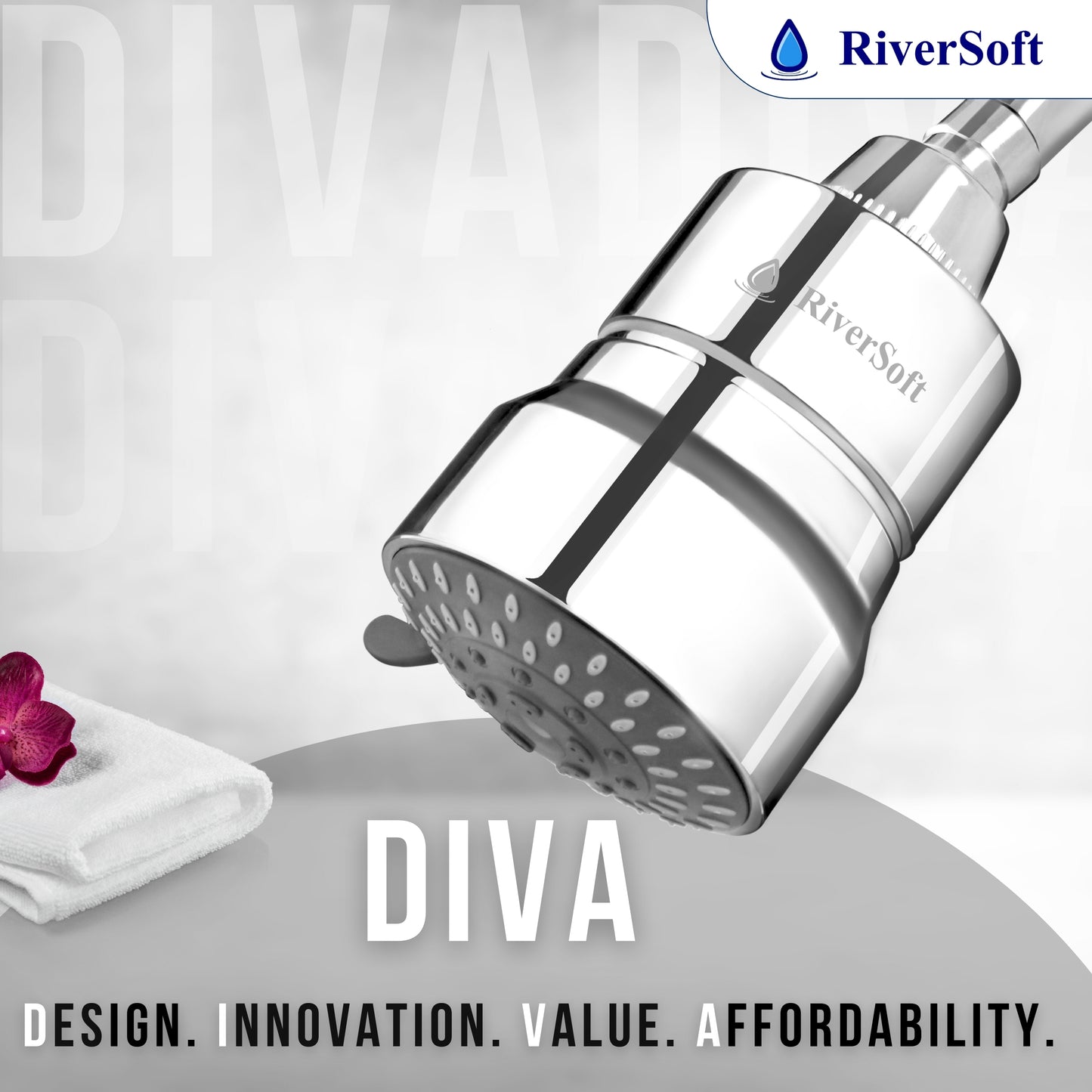 DIVA-03 shower filter for higher hardness | 3 Mode Spray Setting | Water Softener for Bathroom | Water saving mode (Chrome, Pack of 1)