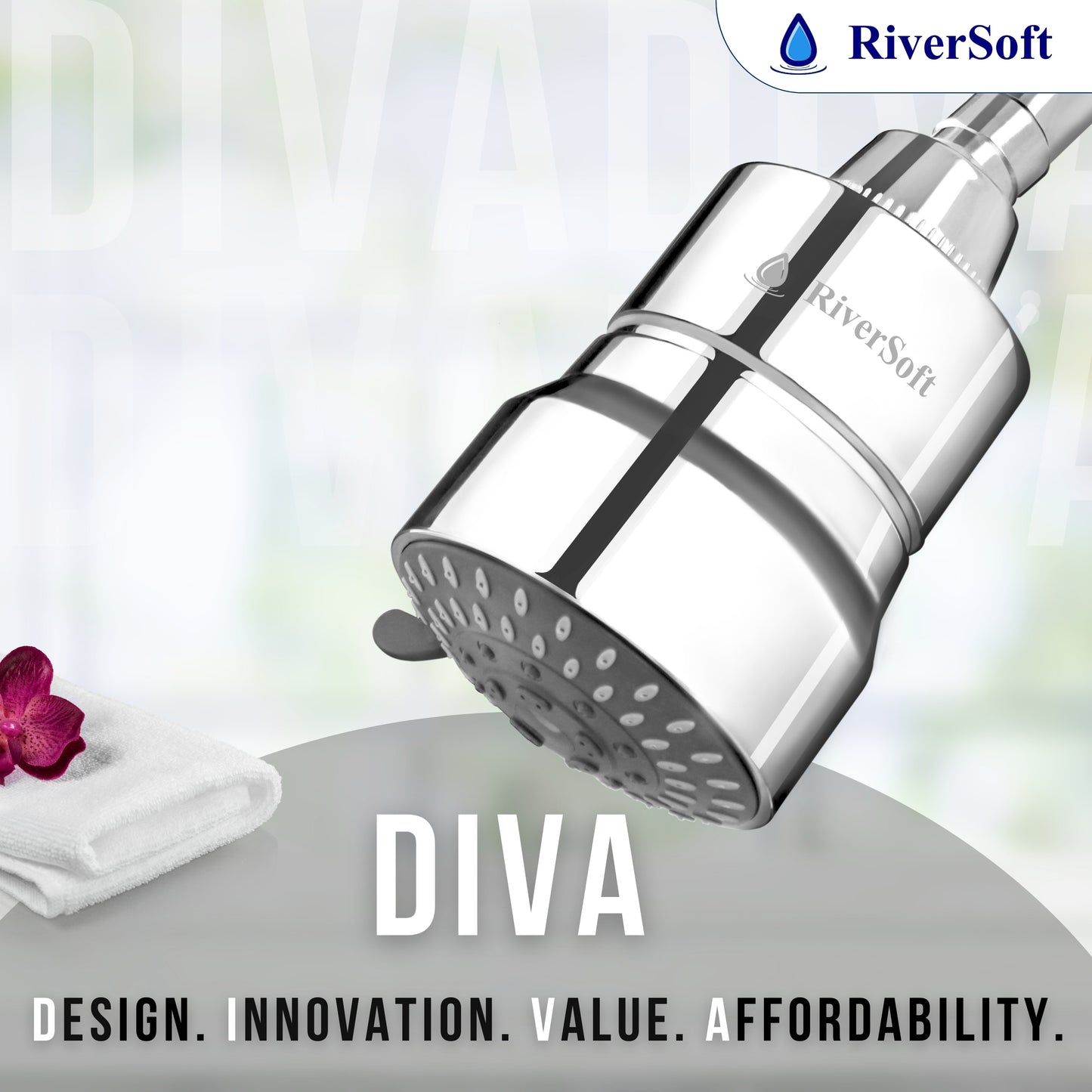 RiverSoft DIVA-03 shower filter for hard water, tap filter & shower arm Combo | 3 Mode Spray Setting | Water Softener for Bathroom | Water Saving mode (Chrome, Pack of 1)