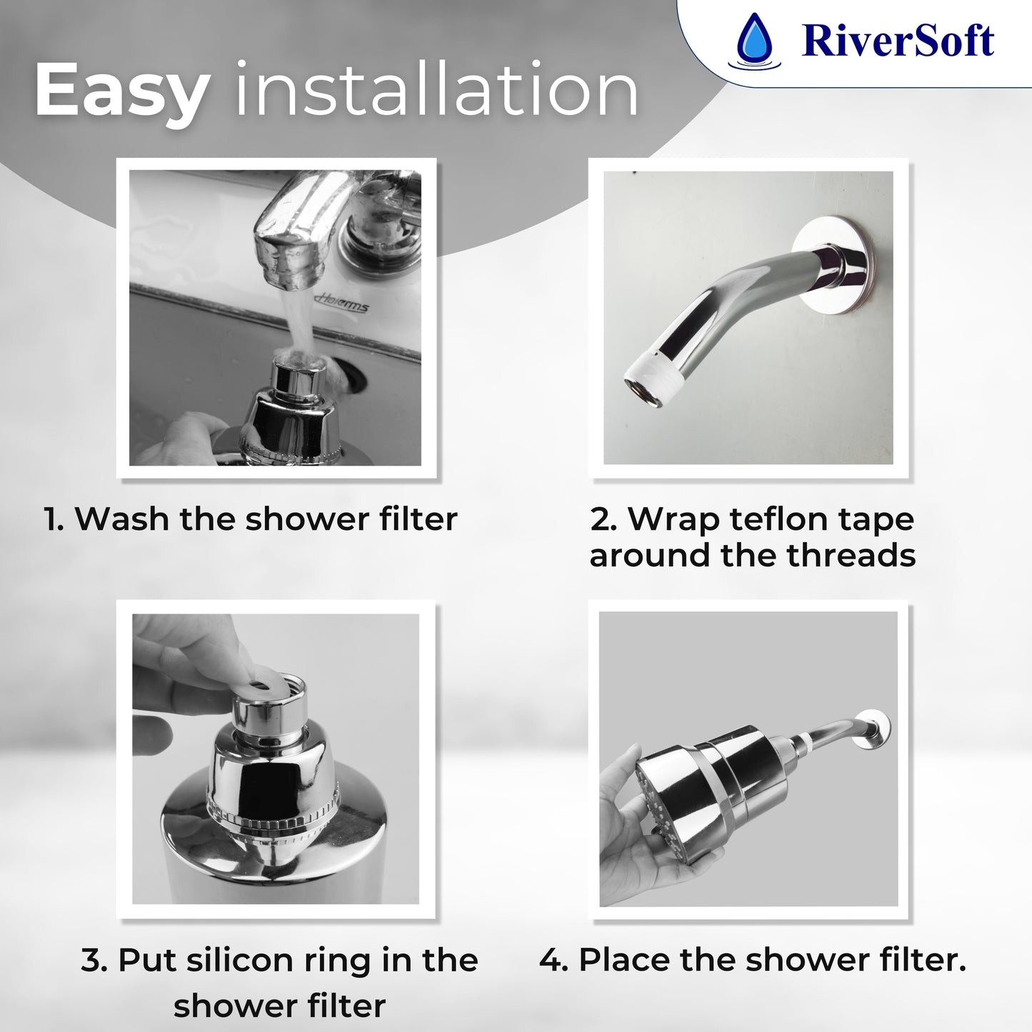 DIVA-03 shower filter for higher hardness | 3 Mode Spray Setting | Water Softener for Bathroom | Water saving mode (Chrome, Pack of 1)