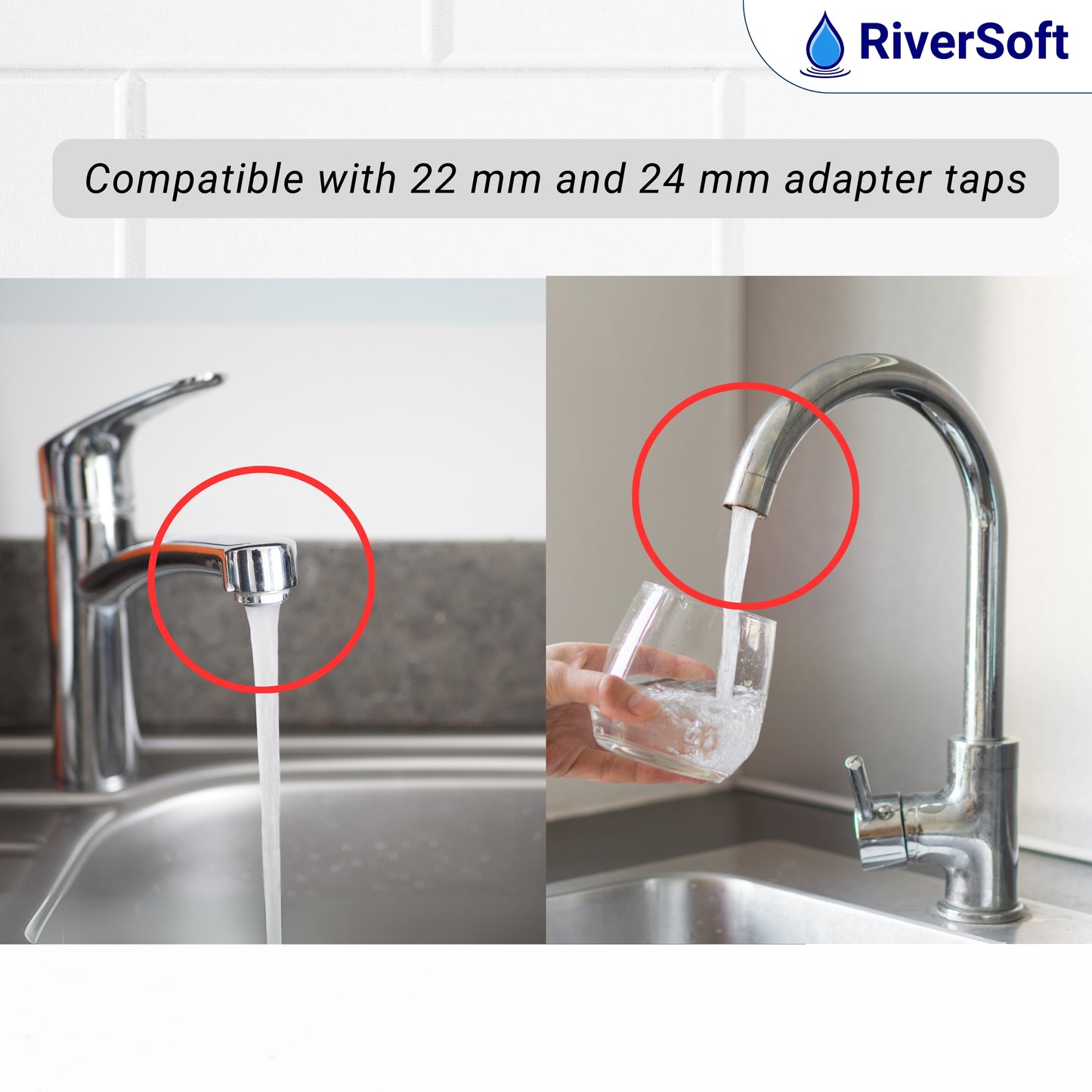 RiverSoft TAR-03 Tap Extender for Kitchen Sink and with SF-15 Shower and Tap Filter| 360 Degree Rotation | Water Saving Nozzle | 2 Flow Mode