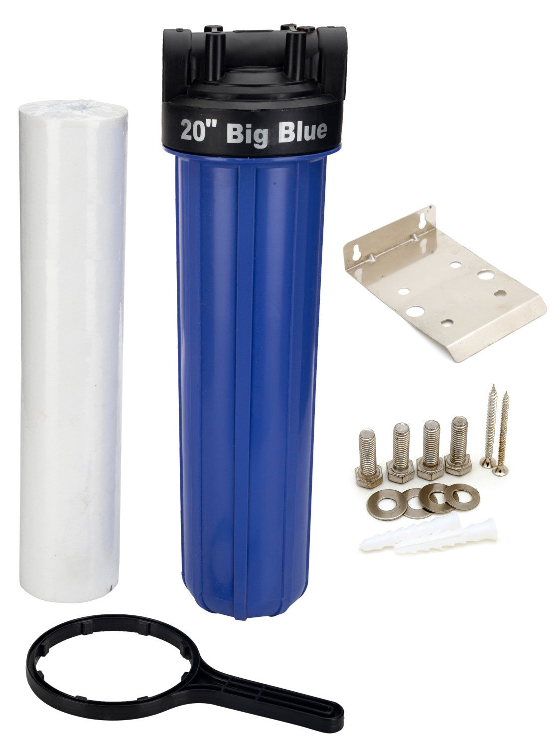 ASP-20 Mainline sediment filter | 20 inch big blue housing with spun cartridge | 5 micron | 1 inch inlet outlet