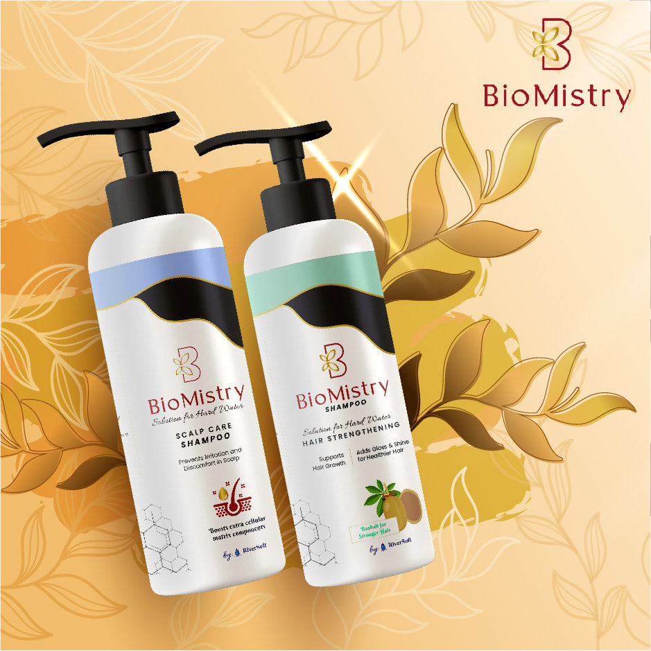 BioMistry Combo of Hair Strengthening and Scalp Care Shampoo | with Triglyphix Sense, Baobab seed extract and Amaranth seed extract | Stops hard water damage to hair and scalp - 200ml each