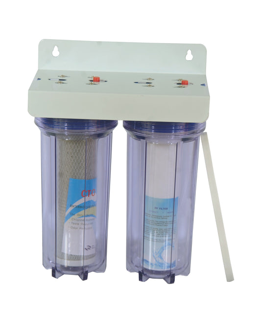 RO-Pure Inline/Under-Sink Water Filter 2 Stages With Inbuilt Mounting Clamp (PP Spun and CTO Cartridge)