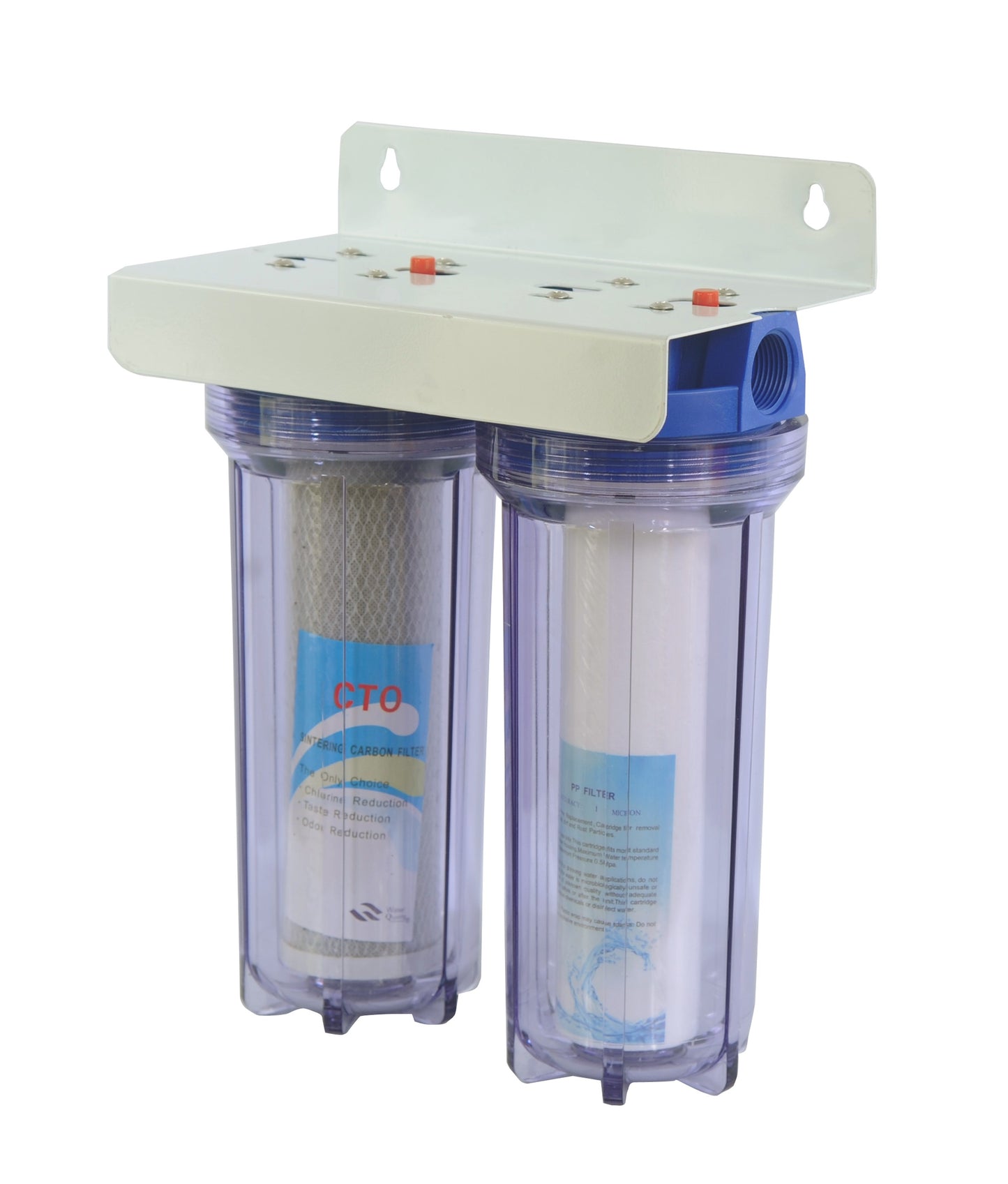 RO-Pure Inline/Under-Sink Water Filter 2 Stages With Inbuilt Mounting Clamp (PP Spun and CTO Cartridge)
