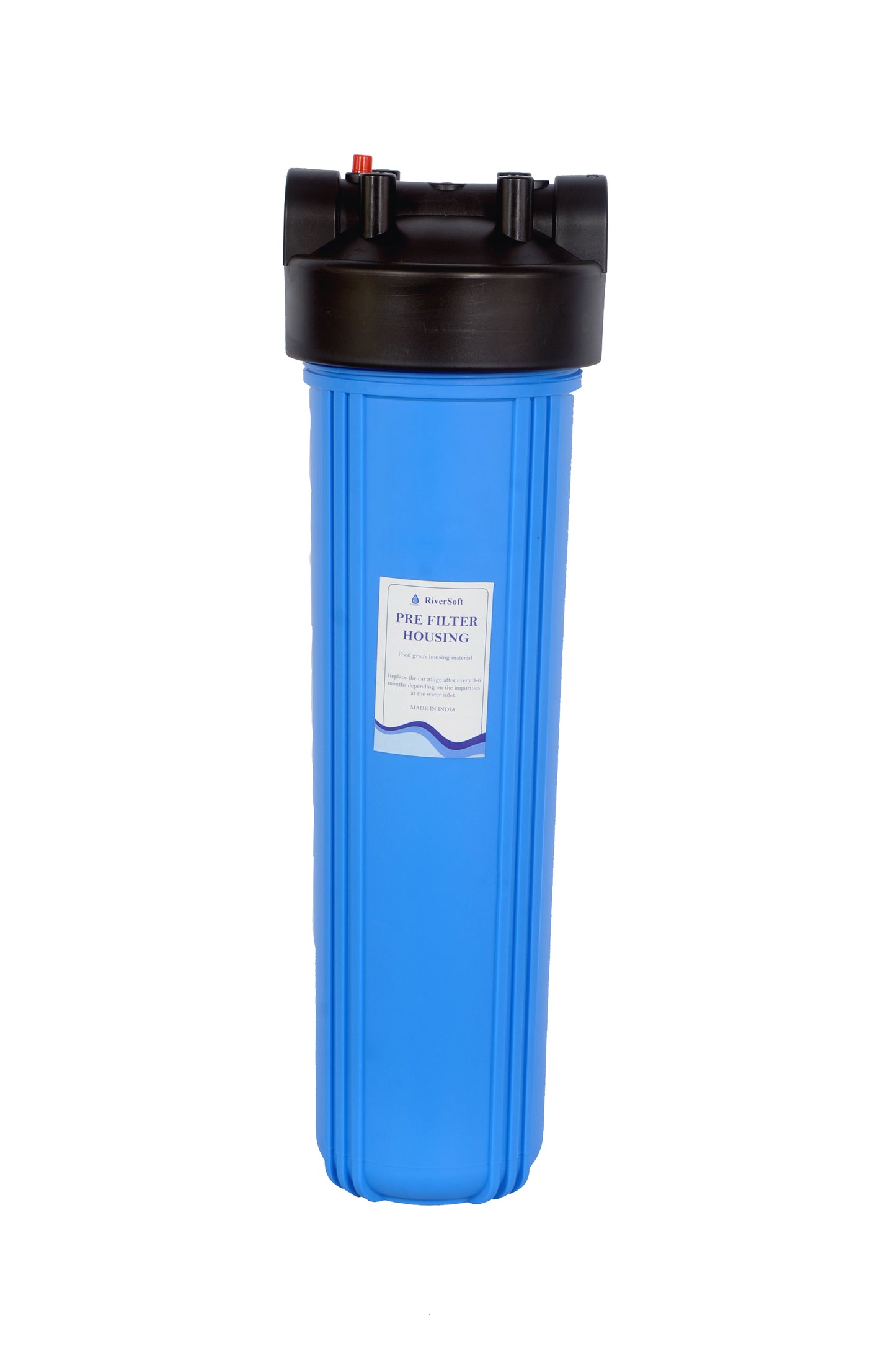 RiverSoft Sediment Filter Assembly ASP-20-HV5, Spun Cartridge 5 Micron For Filtering Sediments, Install In Mainline for 1 HP/2 HP motor (20 inch, 5 Micron, 1 inch inlet/outlet, Blue, PP)