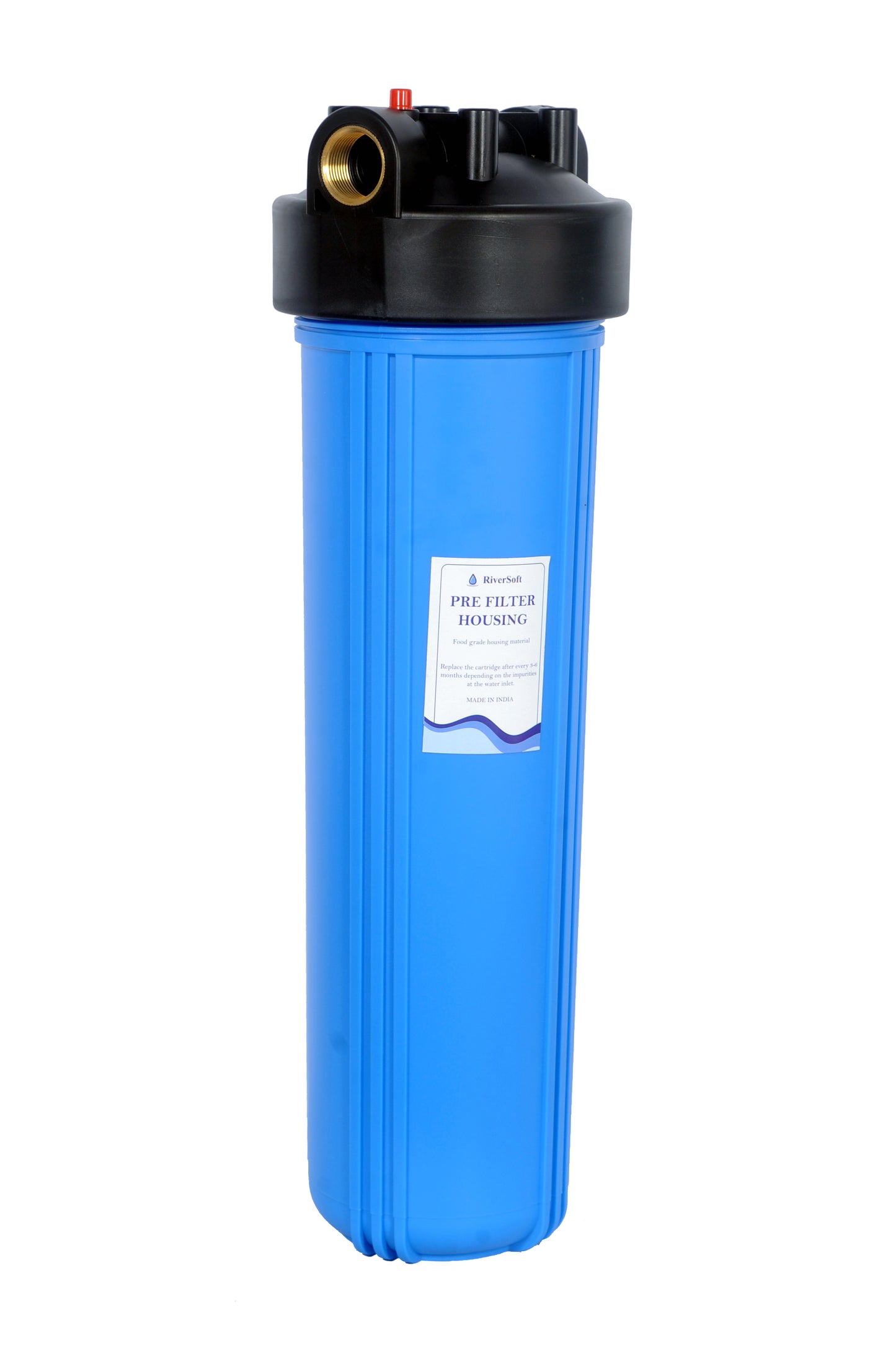 RiverSoft Sediment Filter Assembly ASP-20-HV5, Spun Cartridge 5 Micron For Filtering Sediments, Install In Mainline for 1 HP/2 HP motor (20 inch, 5 Micron, 1 inch inlet/outlet, Blue, PP)
