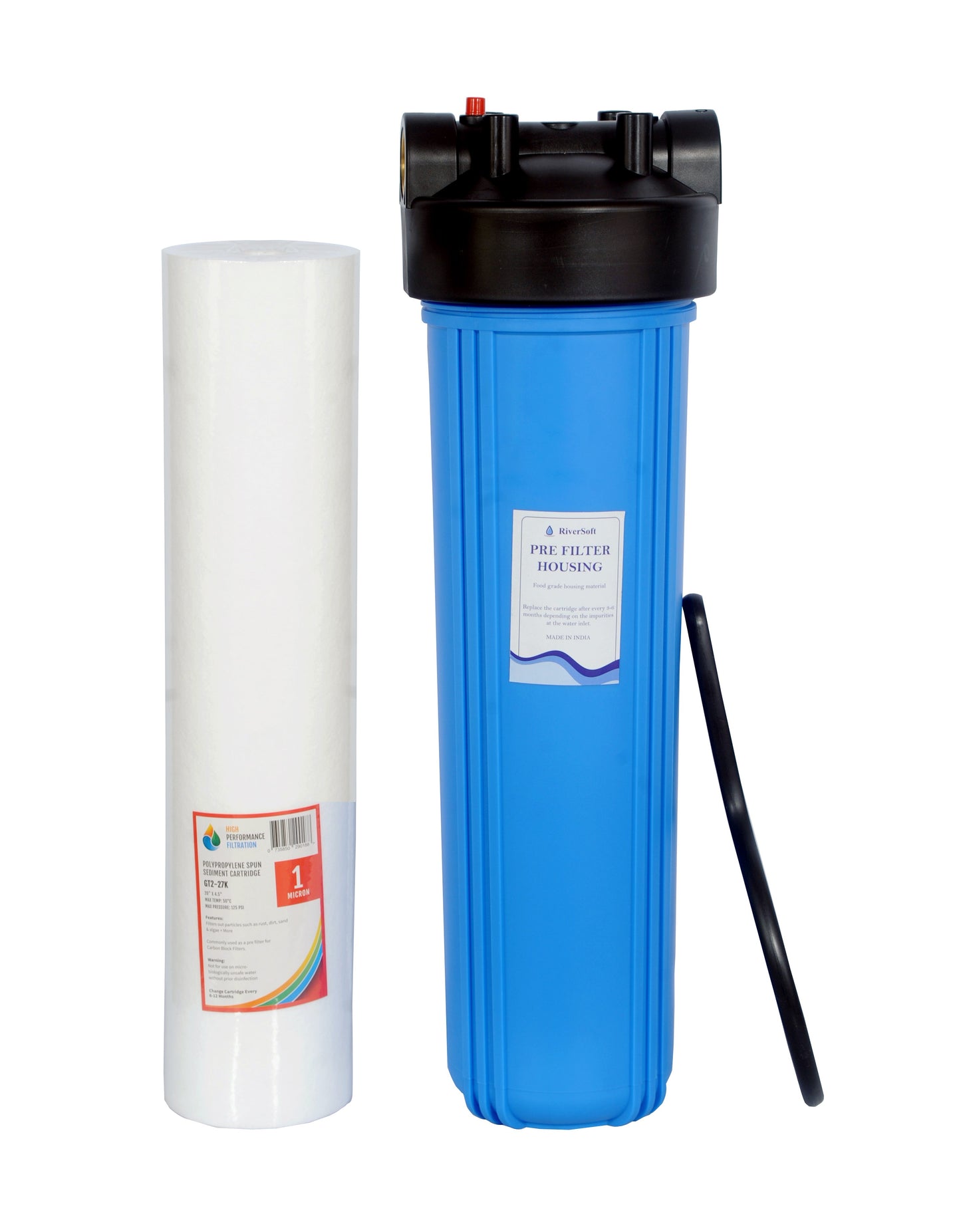 ASP-20 Mainline sediment filter | 20 inch big blue housing with spun cartridge | 1 micron | 1 inch inlet outlet