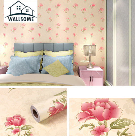 Wallsome WL-101-B Rose Blossom Self Adhesive Wallpaper for Living Room | Bedroom | Sofa Background (45 x 1000 cm)