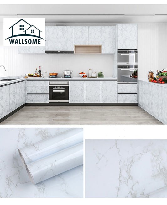Wallsome MT-60 Marble-Top Self Adhesive Wallpaper for Cabinets | Kitchen | Bathroom (60 x 200 cm)