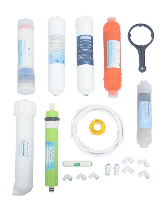 RO-7C-UMPSFAG RO-Pure RO Water Purifier Accessories | 75 GPD Membrane | Mineral Cartridge | UF Filter | Sediment & Pre-Carbon Filter | FR-450 RO Flow Restrictor | Alkaline Filter